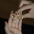 Gold Filigree Bow Pearl Metal Hair Claw Clip Openwork view 3