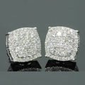 Square Cluster Clear Stone Stud Earrings In Two Metal Tones view 1