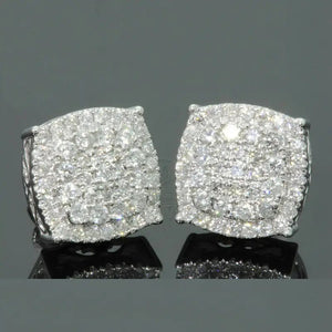 Square Cluster Clear Stone Stud Earrings In Two Metal Tones