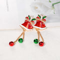 Red Gold Tone Bell Crystal Enamel Metal Brooch Pin view 4