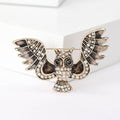 Spread-Wing Owl Metal Brooch with Wide-winged Owl with Crystals and Colored Enamel Details view 7