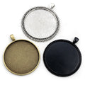 Round Metal Cabochon Pendant Trays in Fifteen Frame Styles view 2