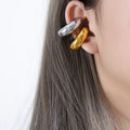 Chunky Open C Shape Ear Cuffs Gold And Steel Metal view 3