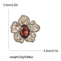 Openwork Five Petal Flower Brooch With Large Oval Crystal view 4