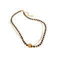Double Layer Tiger Eye Bead Gold Snake Chain Necklace view 5