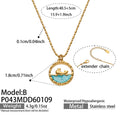 Ocean Scene Round Pendant Necklace in Seven Gold Tone Designs view 8
