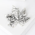 Maple Leaf Brooch With Crystal Side Leaves in Green or Orange view 3