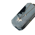 Gold Tone White Butterfly Pendant Necklace with Fine Chain view 5