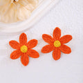 Embroidered Five Petal Flower Stud Earrings in Seven Colors view 9