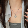 Silver Tone Floral Pendant Necklaces in Two Beaded Designs view 3