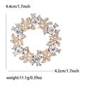 Rhinestone Leaf Wreath Circle Brooch Gold or Silver Tone view 4