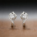 Silver Tone Musical Note Clear CZ Huggie Hoop Earrings view 1