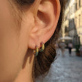 Rainbow Crystal C Hoop Earrings in Two Graduated Sizes view 2