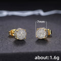 Cube-Shaped Pave Stud Earrings In Four Metal Finishes view 4