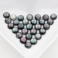 Round Black Shell-Pattern Cabochons with Pink Green Swirls view 2