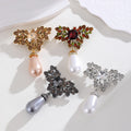 Red Gold Tone Flower Pearl Look Four Designs Metal Brooch Pin view 4