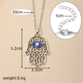 Gold and Silver Tone Openwork Hamsa Blue Eye Pendant Necklaces view 4