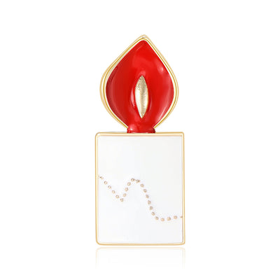 Enamel Candle brooch shown from the front