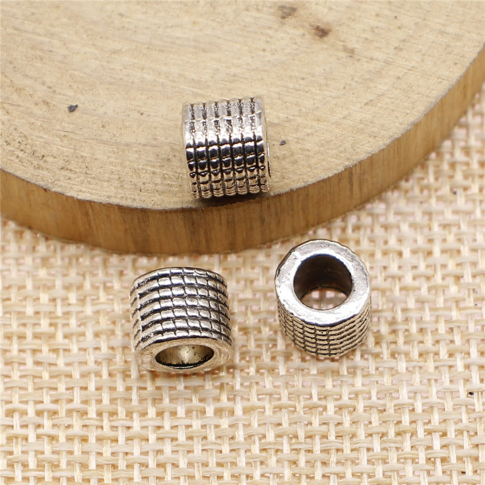 7x8x8mm 1.7g Multicolor Zinc Alloy Engraved Pattern Large Hole Spacer Beads for DIY Bracelet Jewelry