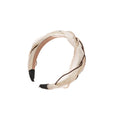 White Sheer Mesh Braided Pearl Crystal Twist Headband view 5