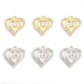 Crystal-Accented Gold Silver Heart Alloy Charms in 2 Styles view 1