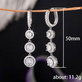 Triple Round Clear Stone Drop Earrings Metal Jewelry Design view 5