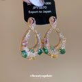 Gold Tone Multicolor Crystal Teardrop Stud Earrings view 2