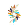 Aqua Gold Tone Flower Crystal Metal Brooch Pin 3.8 x 5.9 cm view 6