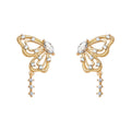 Gold Openwork Butterfly Drop Earrings Clear Crystal Dangles view 5