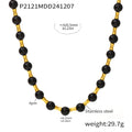 Gold Bamboo Spacer Beaded Necklace OT Toggle Clasp Pearl Agate Tiger Eye view 7