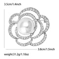 Openwork Camellia Brooch with Pearl Center for Jackets, Coats, and Scarves view 7