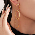 Gold Hammered Oval Link Necklace Bracelet Drop Earrings view 3