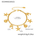 Gold Ocean Charm Bracelet Starfish Dolphin Shell Components view 6