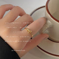 Gold Tone Sculpted Ribbon Bow Open Adjustable Ring For Women view 2