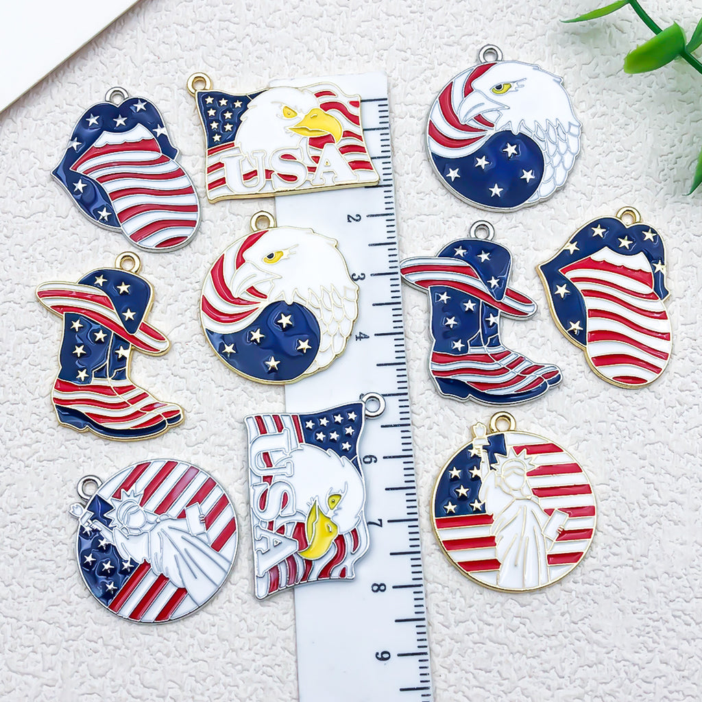Zinc Alloy Enamel American Independence Day Charm Pendant for DIY Jewelry