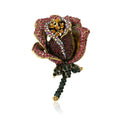 Large Sculptural Crystal Rosebud Brooch in Four Jewel Colors view 5