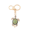Rhinestone Sea Turtle Keychain Gold Tone Crystal Charm view 5