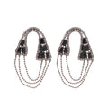 Crystal Cone and Chain Tassel Stud Earrings in Three Colors view 5