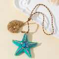 Beaded Starfish And Shell Pendant Necklace On Braided Cord view 3