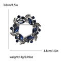 Floral Wreath Brooch Red or Blue Rhinestones Antique Metal view 4