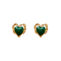Gold Twist Frame Heart Stud Earrings Marbled Enamel Centers view 5
