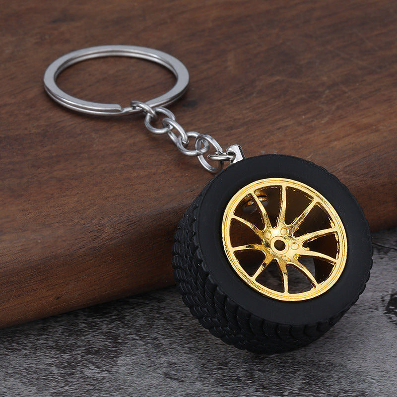 Car Wheel Rim Zinc Alloy Rubber Keychain Accessory Gift
