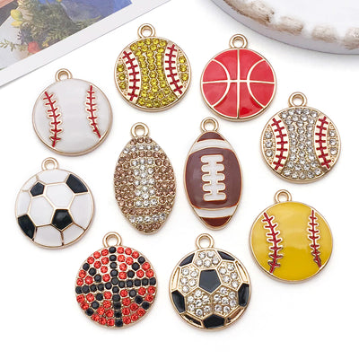 Colorful assorted shape charms arranged on a light background