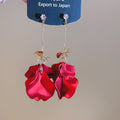Layered Petal Drop Earrings in Blue and Red Statement Jewelry view 7