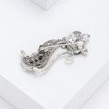 Silver Tone Cat Brooch with Iridescent Shell Like Inlays view 4