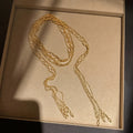 Gold And Silver Tone Woven Mesh Tassel Lariat Necklaces view 2