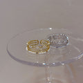 Four Row Open Ring In Silver Tone Or Gold Tone With Clear Stones view 3