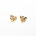 Sculpted Ridged Heart Statement Stud Earrings in Two Colors view 5