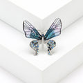 Iridescent Wing Butterfly Brooch With Blue Crystal Accents view 6