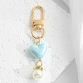 Ombre Heart Bead Keychain with Butterfly Flower or Pearl Charm view 10